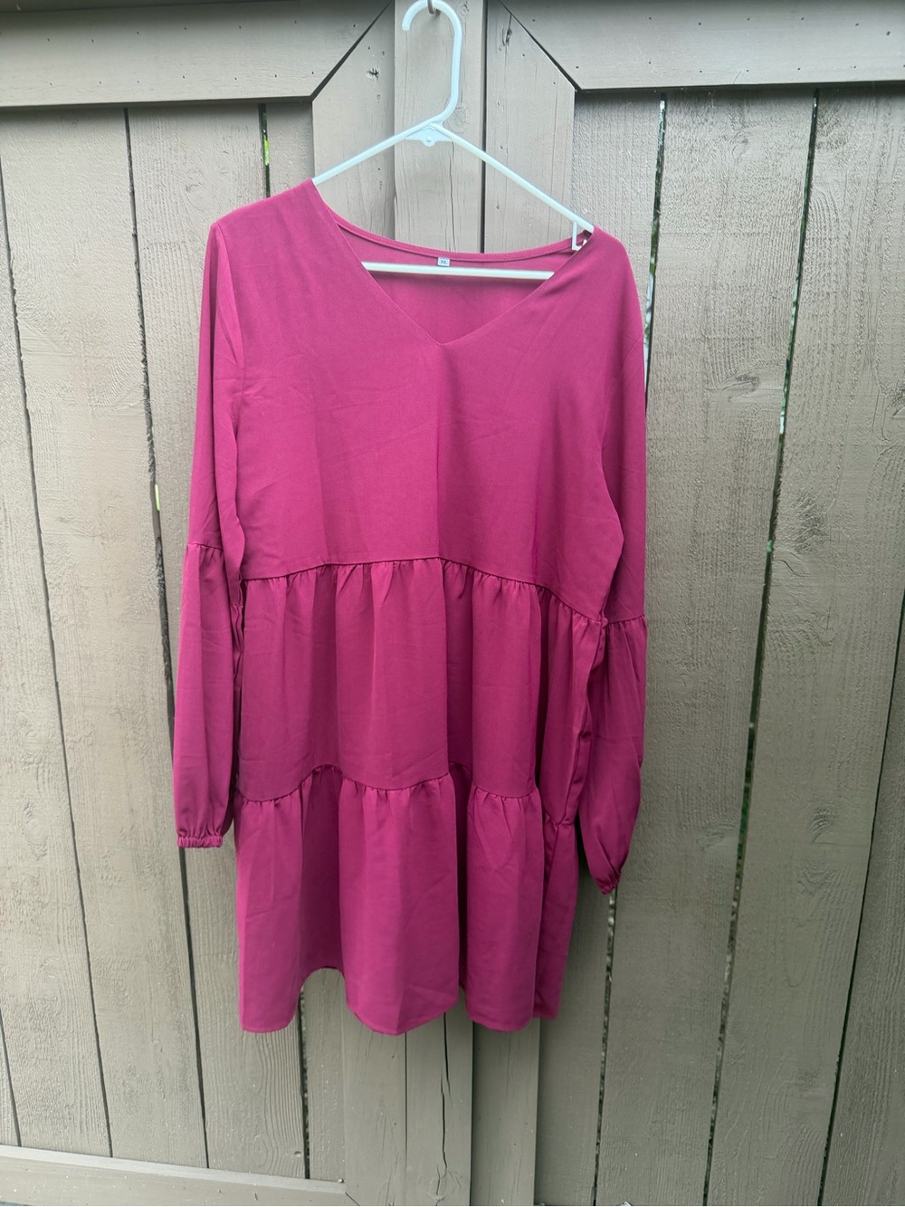 Xl Tiered Long-Sleeve Dress - maroon
